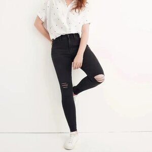 Madewell 10'' High Riser Skinny Skinny Jeans - Black with Rips - Size 32